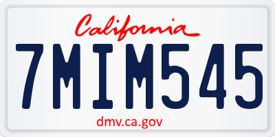 CA license plate 7MIM545