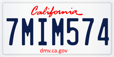 CA license plate 7MIM574