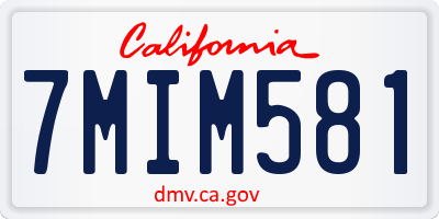CA license plate 7MIM581