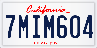 CA license plate 7MIM604
