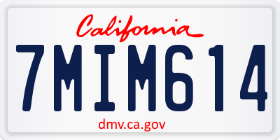 CA license plate 7MIM614