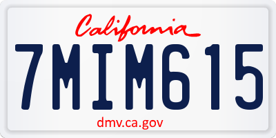 CA license plate 7MIM615