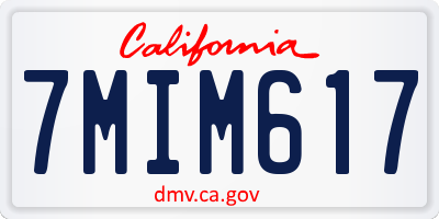 CA license plate 7MIM617