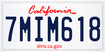 CA license plate 7MIM618