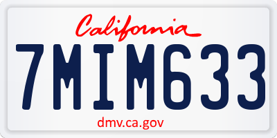 CA license plate 7MIM633