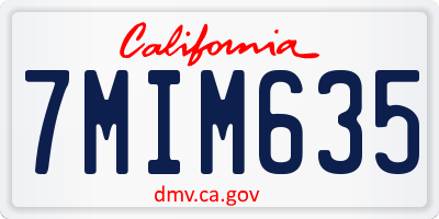 CA license plate 7MIM635