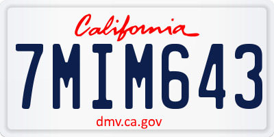 CA license plate 7MIM643