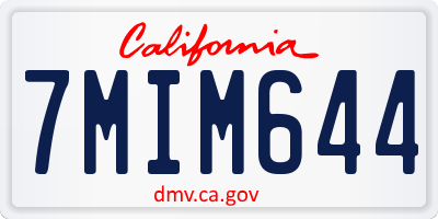 CA license plate 7MIM644