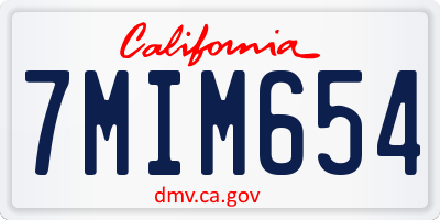 CA license plate 7MIM654