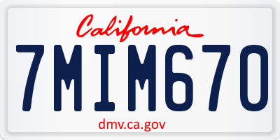 CA license plate 7MIM670