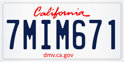 CA license plate 7MIM671