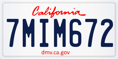 CA license plate 7MIM672