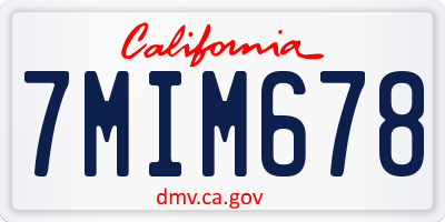 CA license plate 7MIM678
