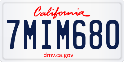 CA license plate 7MIM680