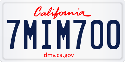 CA license plate 7MIM700