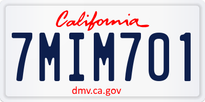 CA license plate 7MIM701