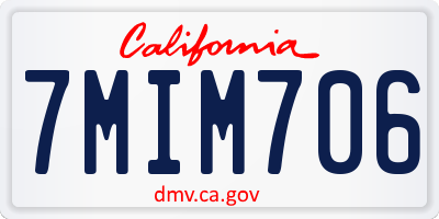 CA license plate 7MIM706