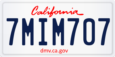 CA license plate 7MIM707