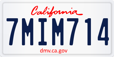 CA license plate 7MIM714