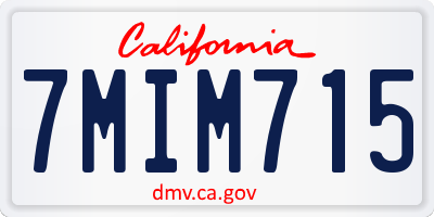 CA license plate 7MIM715