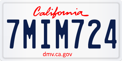 CA license plate 7MIM724