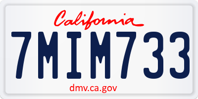 CA license plate 7MIM733