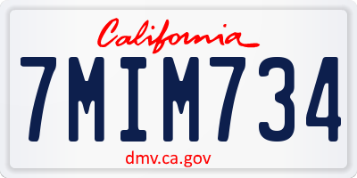 CA license plate 7MIM734