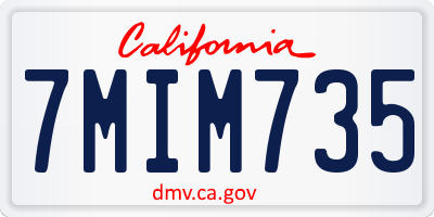 CA license plate 7MIM735