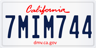 CA license plate 7MIM744