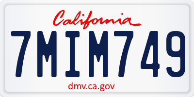CA license plate 7MIM749