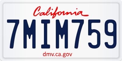 CA license plate 7MIM759