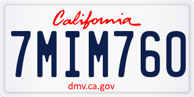 CA license plate 7MIM760