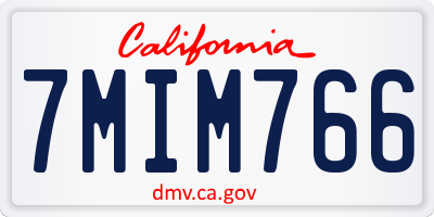 CA license plate 7MIM766