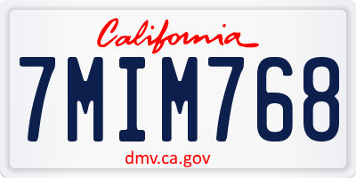 CA license plate 7MIM768