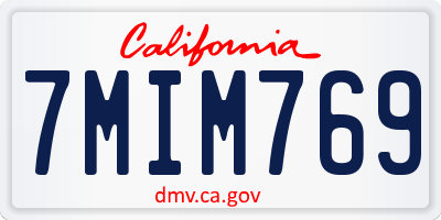 CA license plate 7MIM769