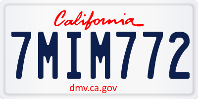 CA license plate 7MIM772