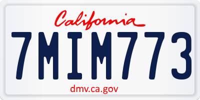CA license plate 7MIM773