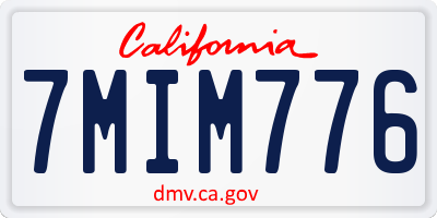 CA license plate 7MIM776