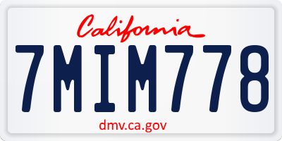CA license plate 7MIM778