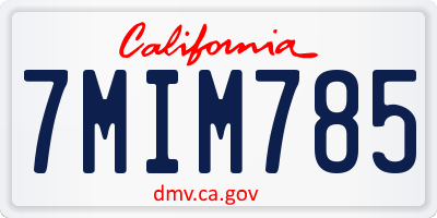 CA license plate 7MIM785