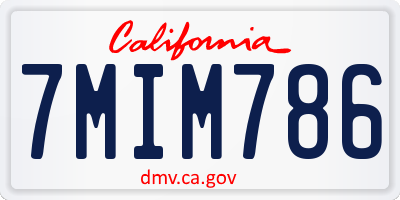 CA license plate 7MIM786