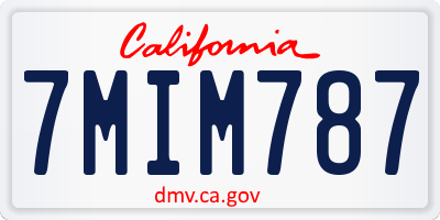 CA license plate 7MIM787