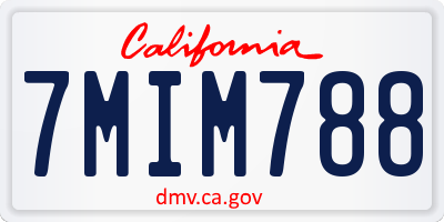 CA license plate 7MIM788