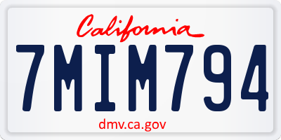 CA license plate 7MIM794