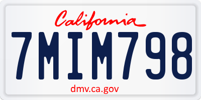 CA license plate 7MIM798