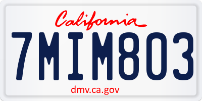CA license plate 7MIM803