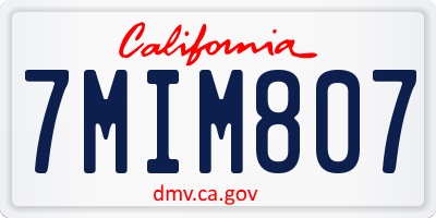 CA license plate 7MIM807