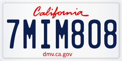 CA license plate 7MIM808