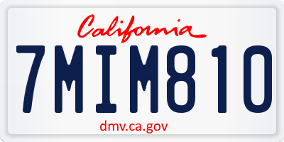CA license plate 7MIM810