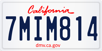 CA license plate 7MIM814